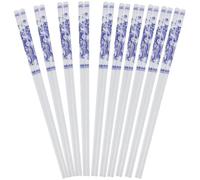 Veemoon 10 Pairs Blue and White Porcelain Chopsticks Set, Multi-Function Ceramic Chopsticks for Home Dining and Chinese Restaurant Use, Reusable Dinner Supplies for Ramen and Everyday