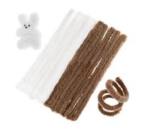 Veemoon 10 Pcs Plush Pipe Cleaners for Crafting Soft Chenille Stems in White and Light Brown Long Twist Stems for DIY Projects Floral Decor Halloween Crafts and Creative Art Supplies