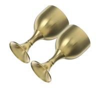 Veemoon 10 pcs Small Brass Altar Wine Cups Footed Metal Goblets for Water Offering Decorative Chalice with Polished Surface Anti-Fade Craft Cups for Church Use