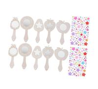 Veemoon 10 Sets Wooden Handheld Mirrors with Rhinestones for DIY Painting Creative Princess Craft for Birthday Party Favors and Holiday Decorations