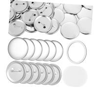Veemoon 100 Sets Badge Making Supplies with Iron Shells Clear Protective Films and Back Covers for DIY Button Crafting Pin Parts for Custom Badge Creation