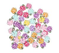 Veemoon 100Pcs Flower Design Wooden Sewing Buttons Clothes Replacement Fasteners for DIY Crafting Home and Clothing Shops