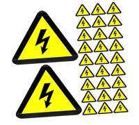 Veemoon 100pcs High Voltage Danger Warning Triangle Stickers 50x50mm Yellow Electrical Shock Safety Labels for Electrical Boxes and Equipment