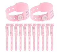 Veemoon 100pcs Hospital Id Wristbands Pink PVC Medical Patient Identification Bands Adjustable Birth Info Writable Soft Bracelets for Maternity Use