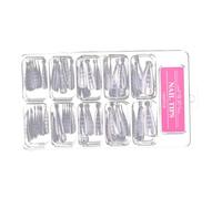 Veemoon 100pcs Manicure Nail Tips with Measurement Scale Crystal Nail Model Plates for UV Gel Extensions Professional Art Supplies for Salon and Home Use