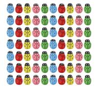 Veemoon 100pcs Mini Wooden Ladybug Stickers Garden Landscape Decor Micro Landscape Ornaments for DIY Crafts Photography Props and Dollhouse Adornments