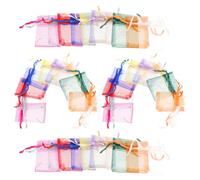 Veemoon 100pcs Organza Drawstring Bags for Jewellery and Candy, Assorted Colour Small Pouches 7x9 Cm, Easy to Open and Close, for Wedding Parties and Special Occasions Random Color