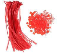 Veemoon 100pcs Red Nylon Woven Mesh Produce Bags with Net Clips 45cm Reusable Fruit and Vegetable Storage Sacks for Grocery Shopping and Potato Storage