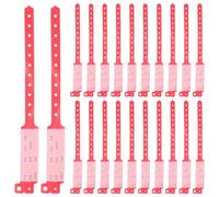 Veemoon 100pcs Red Plastic Hospital Identification Wristbands Disposable Waterproof Secure Patient Bands for Adults Medical Use and Event Safety