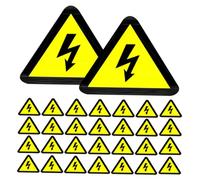 Veemoon 100pcs Voltage Warning Labels Triangle Warning Signs Adhesive Sticker Yellow High Voltage Enhance Work Efficiency Safety Decals for Factories and Offices 5x5cm