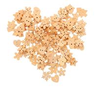 Veemoon 100pcs Wooden Christmas Button Decoration Mixed Shapes 12-20mm Scrapbooking Embellishments DIY Craft Party Decor