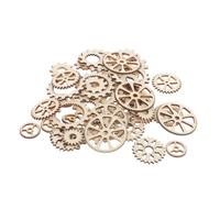 Veemoon 100pcs Wooden Gear Wheels for Crafts DIY Unfinished Wood Puzzle Mixed Creative Painting and Home Decoration Kit for Scrapbooking and Family Activities