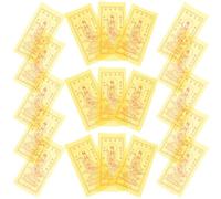 Veemoon 100pcs Yellow Chinese Style Amulet Stickers Red Satin Cloth Protective Charms Daily Blessing Decor for Home Feng Shui and Personal Use