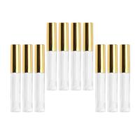 Veemoon 10ml Lip Gloss Tube 10pcs Set with Golden Electroplated Cap Empty Circular Lip Subpackaging Bottles for Travel and DIY