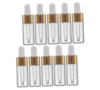 Veemoon 10pcs 10ml Glass Dropper Bottles Refillable Mini Travel Bottles with Aluminum Ring and White Silicone Dropper Tips for Essential Oils and Cosmetics