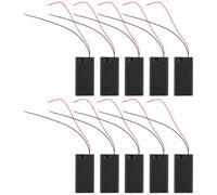 Veemoon 10pcs Aa Battery Holder Case with Power Control and Wires Black Alloy and Plastic Battery Box Easy to Install for Household Tasks and Outdoor Use