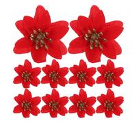 Veemoon 10PCS Artificial Xmas Flower Simulation Decoration Flower for Christmas Party Red 6.00X6.00X0.50CM