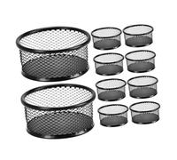 Veemoon 10pcs Black Metal Mesh Paper Clip Holder Round Dispenser Organizer for Office Desk Supplies Storage for Paperclips Rubber Bands Hair Ties for Home School and Workspaces