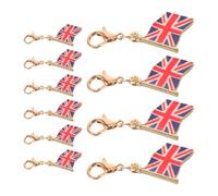 Veemoon 10pcs British Keyring Alloy Souvenir with Flat Shape and Accurate Stamped Outlines, Easy Attachment National Country Keychain for Schoolbag and Office Bag Use