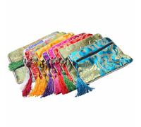 Veemoon 10pcs Chinese Style Brocade Jewelry Pouch Set, Small Drawstring Bracelet Storage Bags for Jade, Beads, and Accessories, Mixed Colors, Travel and Home Random Color Random Style