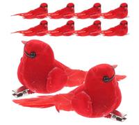 Veemoon 10Pcs Christmas Tree Decorations Cardinal Red Birds with Clips Xmas Ornaments Garland Accessories for Holiday Home Decor Random Style