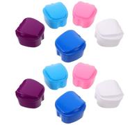 Veemoon 10pcs Denture Bath Retainer Case with Strainer Basket and Lid Dental Cup Denture Soaking Container False Teeth Storage Box for Travel Cleaning Mouth Guard
