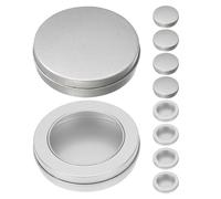 Veemoon 10pcs DIY Candy Game Tin Boxes with 5 Window Lids and 5 Flat Covers Small Metal Storage Containers for Cookies, Candies, Party Cakes, and Vintage Treat Packaging