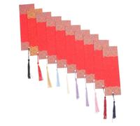 Veemoon 10pcs DIY Handmade Paper Bookmarks Set, Blank Graffiti Tassel Reading Page Markers for Crafting and Calligraphy, Ancient Style Rice Paper Bookmarks for School and Office Use
