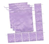 Veemoon 10pcs Drawstring Cosmetic Bags for Women Portable Lightweight Travel Makeup Pouches in Stylish Light Purple Satin Multifunctional Storage for Jewelry and Toiletries