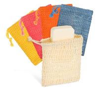 Veemoon 10pcs Exfoliating Soap Bags Drawstrings for Foaming and Drying Soap Bars Natural Sisal Fiber Suitable for Home and Travel Reusable Helps Use Up Small Pieces