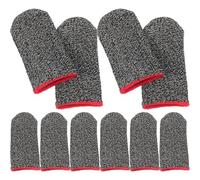Veemoon 10pcs Gaming Finger Sleeve Silver Fiber Material Breathable Touch Screen Compatible Reduces Operational Errors Black for Mobile Gaming