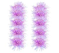 Veemoon 10pcs Glittery Pom-pom Hair Tie Foil Strips Pom Hair Clips Tinsel Fluffy Ball Elastic Ponytail Holders Shiny Cute Scrunchies for Women Girls