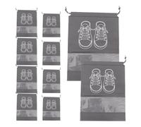 Veemoon 10pcs Large and Small Shoe Storage Bags Drawstring Dustproof Organizer with Window Thickened Non-Woven Fabric for Travel and Home in Light Grey