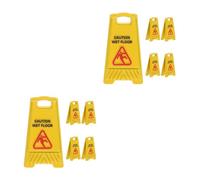 Veemoon 10pcs Mini Wet Floor Signs for Dollhouse Realistic Caution Slippery Sign Educational Toy for Dollhouse Decoration