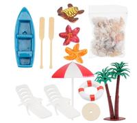 Veemoon 10pcs Miniature Beach Accessories Set for Dollhouse, Summer Micro Beach Scene Props Shells and Sun Umbrella, Mini House Decoration for ’ Play