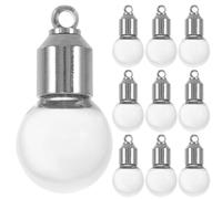 Veemoon 10pcs Miniature Bottles Glass Vial Pendant, Tiny Wishing Bottle Charm with Lid, Glass, Silver, DIY Travel for Sand and Wish Paper