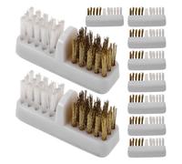Veemoon 10pcs Nail Drill Cleaning Brush Copper Wire Brush Portable Dual Head Nail Dust Collector Versatile Use for Electric Grinders in Home and Industrial Environments