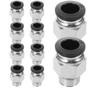 Veemoon 10pcs Quick Connect Push in Air Hose Fitting for Pneumatic Tools and Air Hoses, Brass and Rubber Material with 10mm Hole Diameter, 1/4" Npt Thread, for Industrial Fields