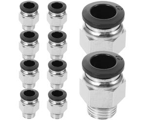 Veemoon 10pcs Quick Connect Push in Air Hose Fitting for Pneumatic Tools and Air Hoses, Brass and Rubber Material with 10mm Hole Diameter, 1/4" Npt Thread, for Industrial Fields
