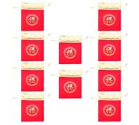Veemoon 10pcs Red Chinese Style Drawstring Bags with Fu Character Design, Delicate Wrapping Pouches Made of Lint Material, for Party and Wedding Gift Packaging