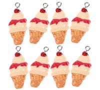 Veemoon 10Pcs Resin Ice Cream Cone Charms Lightweight Durable Pendant Craft Supplies for DIY Jewelry Making Keychains Accessories