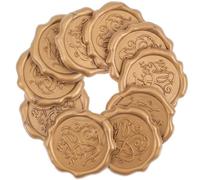 Veemoon 10pcs Retro Wedding Stickers Self-Adhesive Plastic Wax Seal Stickers Beautiful Pattern Design for DIY Handmade Design and Letter Envelope Sealing