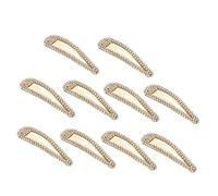 Veemoon 10pcs Rhinestone Snap Hair Clips for Women Sparkly Barrette Set for Weddings Parties Daily Use Gold Metal Design Versatile Hair Accessories