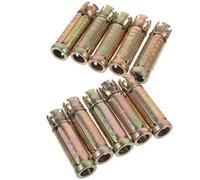 Veemoon 10pcs Steel Knurled Drop-in Anchors M8 X 50mm, Golden Concrete Anchor Sleeves for Solid Concrete, Dense Block and Natural Stone