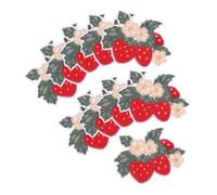 Veemoon 10pcs Strawberry Iron on Patch with Embroidered Fruit Motif, Polyester Fiber Material and Hot Melt Adhesive, Smooth Applique Finish with Reinforced Edges, for Clothes and Backpacks