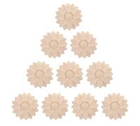 Veemoon 10pcs Unpainted Wood Carved Applique Flowers 6x6cm DIY Furniture Decoration Floral Corner Onlay Decals for Home Cabinet Door Renovation