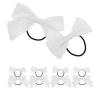 Veemoon 10pcs White Cotton Bow Hair Ties for Young and Students, Soft and Stretchy Elastic Hair Holders Suitable for Occasions and DIY Tie-dye Projects