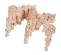 Veemoon 10pcs Wood Carved Appliques Onlays Rose Pattern Solid Wood Corner Decorations for Furniture Wardrobe Dresser Door Bed Cabinet Unpainted Natural Finish Home Renovation