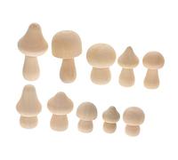 Veemoon 10pcs Wooden Mushroom Assortment DIY Painting Craft for Unpainted Durable Wooden Shapes for Creative Hand Play and Home Decor Gift
