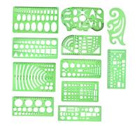 Veemoon 11pcs Geometry Drawing Template Ruler Translucent Plastic Stencils for Measurement and DIY Design Lightweight Building Formwork and Architecture Tools for School Office and Home